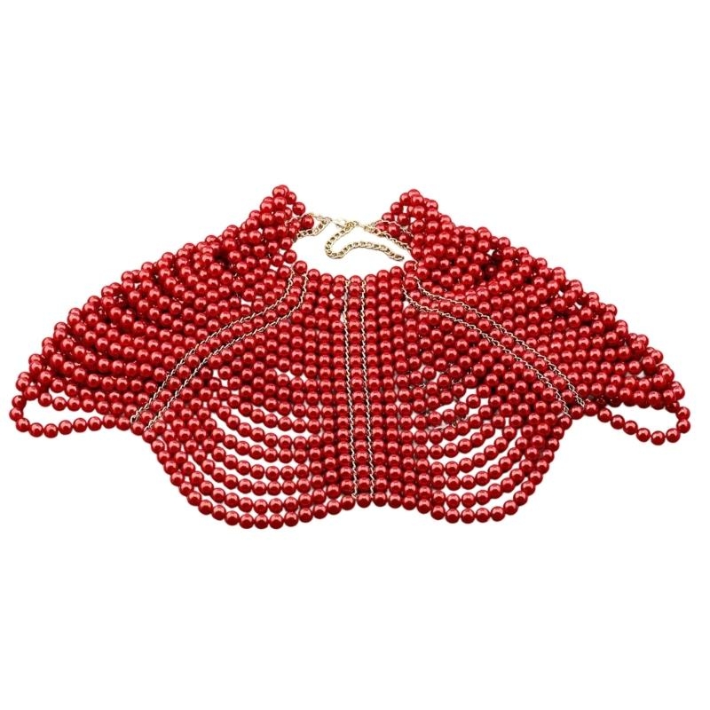 Body Jewelry Women - 49MD Eleganter Damen-Schal mit mehrlagigen Perlen,