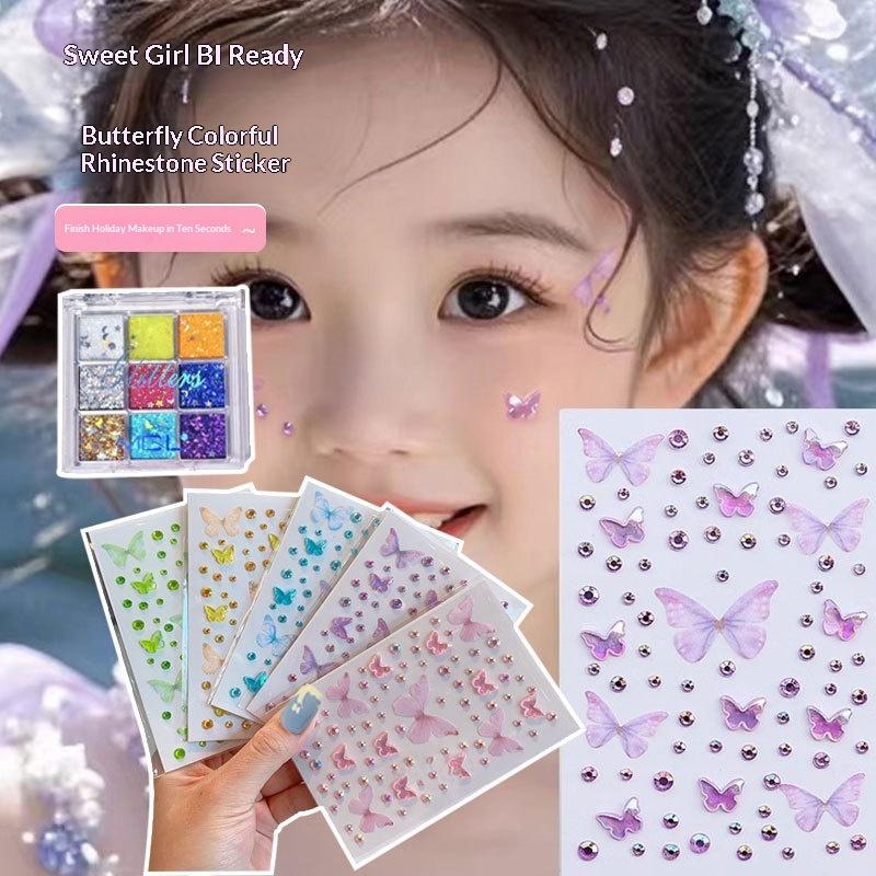 Body Jewelry Stickers - Gesichtsbemalungs-Aufkleber für Kinder, Mädchen-Aufkleber, Glitzer-Aufkleber, Bühnen-Make-up-Aufkleber,
