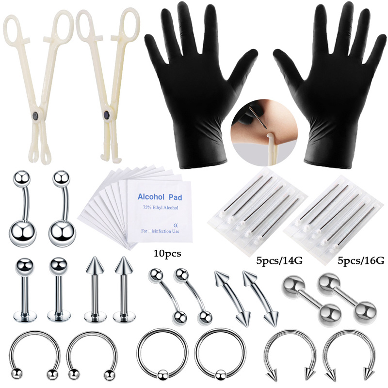 Body Jewelry Nipple Rings - 42 teile/satz Körper Piercing Tool Kit
