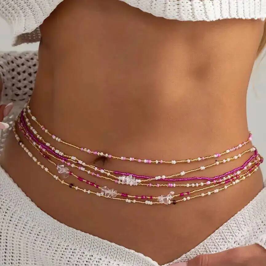Body Jewelry Women - SHIXIN 6-teiliges Set Boho Bunte Reisperlen