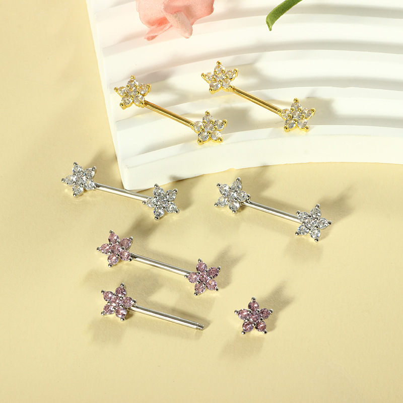 Edelstahl 14G Zirkon Pfirsichh – Body Jewelry Nipple Rings Bewertung und Preis